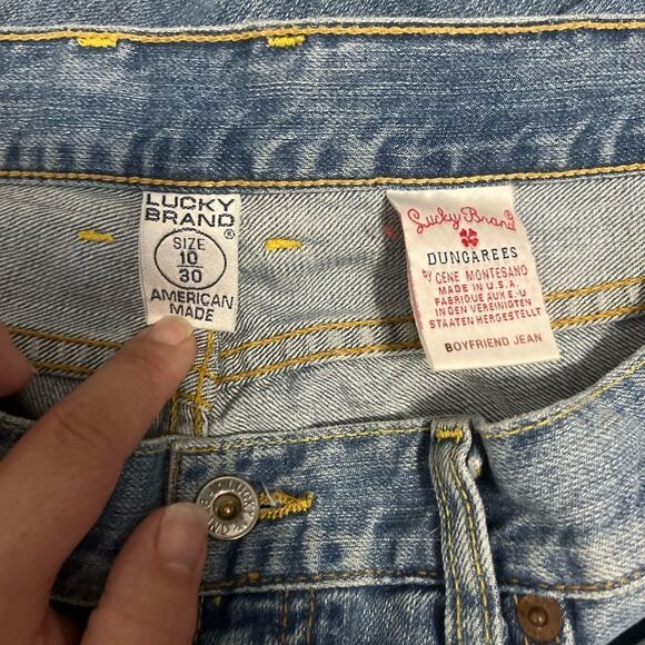 Lucky Brand Dungarees Boyfriend Distressed Splatter Light Wash Jeans Size 10/30 - Picture 5 of 6